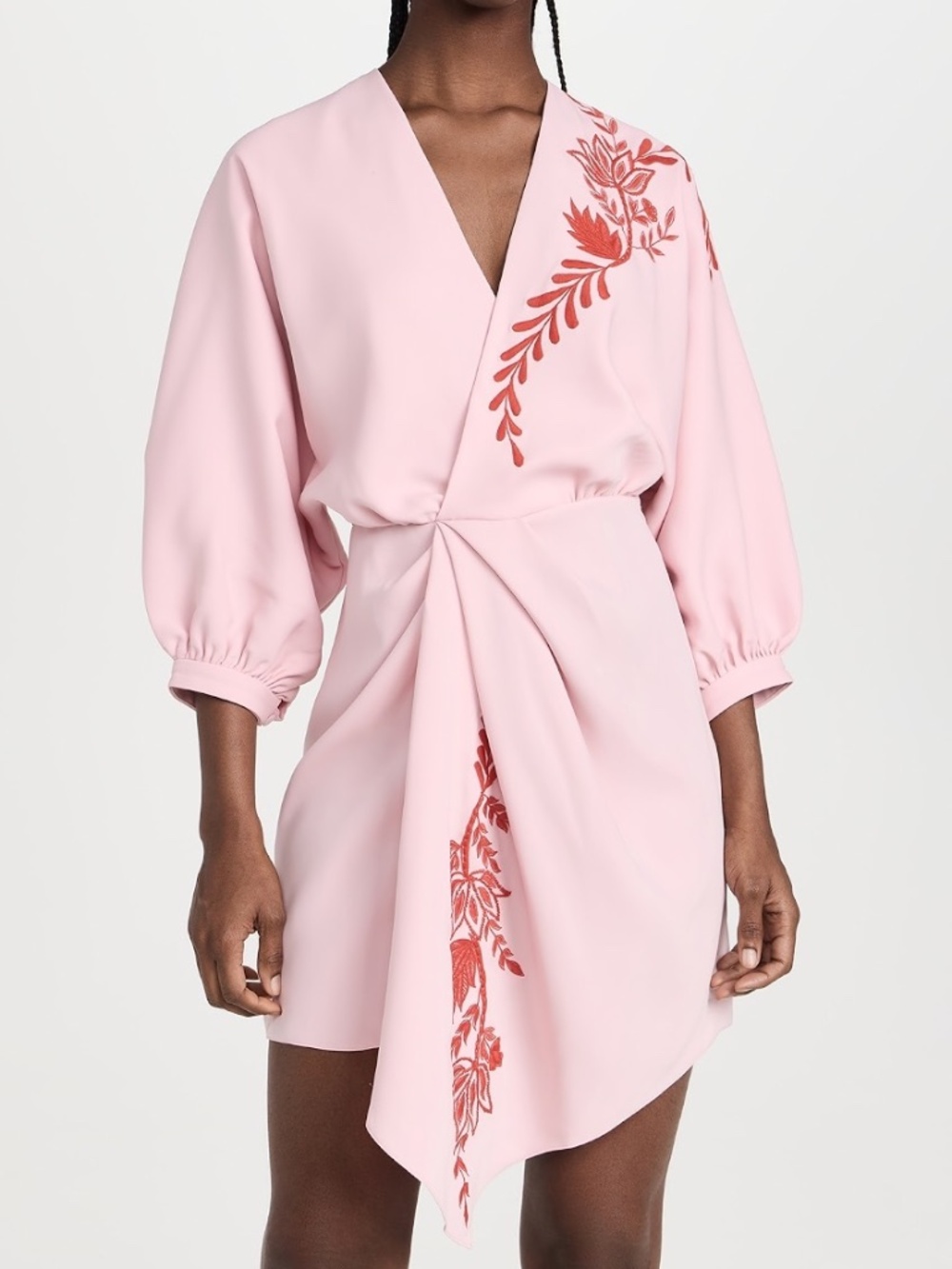 NWT Figue Rue Dress Size 4 Pink Embroidered Mini Dress Balloon Sleeve Resort